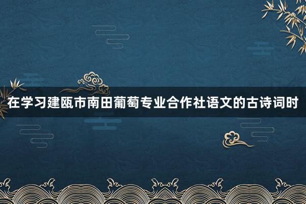 在学习建瓯市南田葡萄专业合作社语文的古诗词时